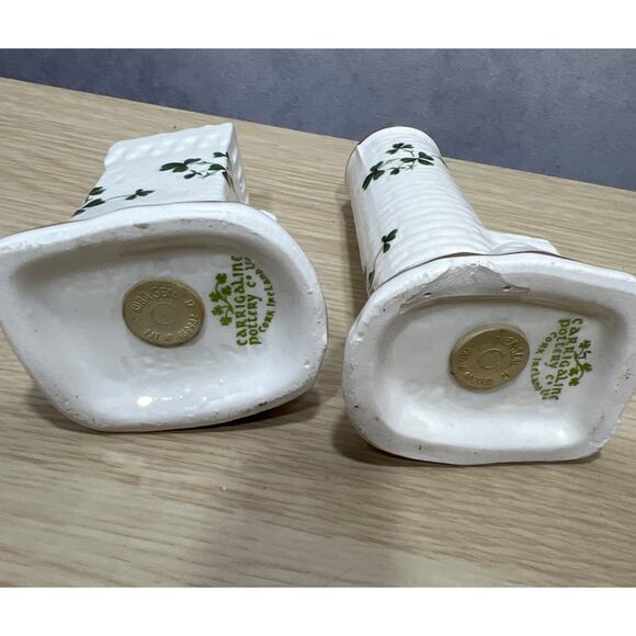 Vtg. Irish Castles, Shamrock Salt & Pepper Shakers Carrigaline Pottery Ireland - Picture 4 of 5